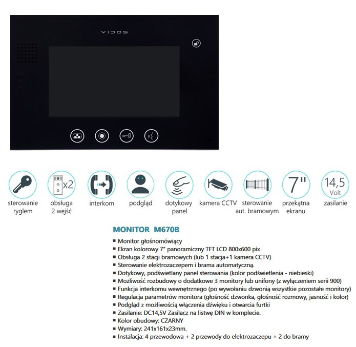 Vidos M670B – Monitor wideodomofonu